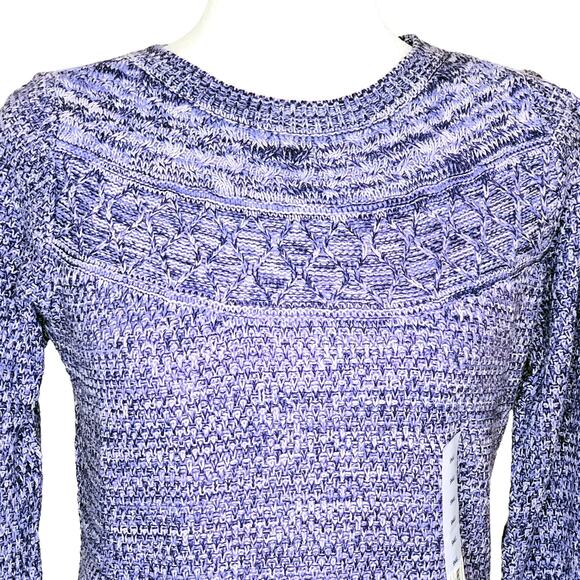 Croft & Barrow Purple Tri Color Marled Multi Knit Pullover Sweater NWT - Picture 2 of 8